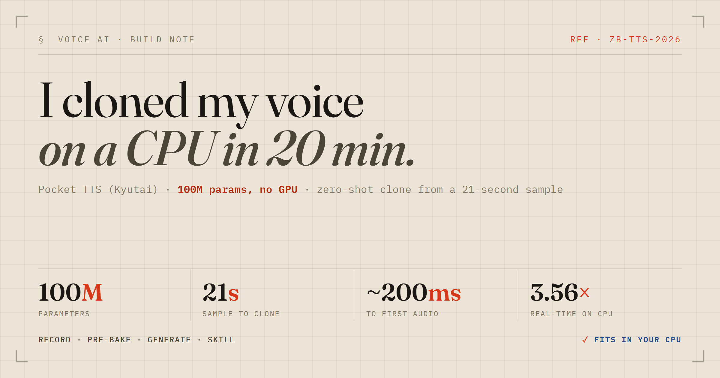 Cloning my own voice on a CPU in 20 minutes with Pocket TTS