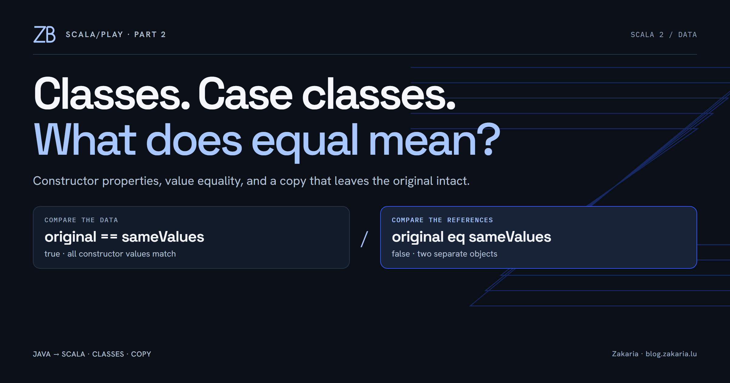 Scala/Play, Part 2: Classes, Case Classes, and What Equality Means
