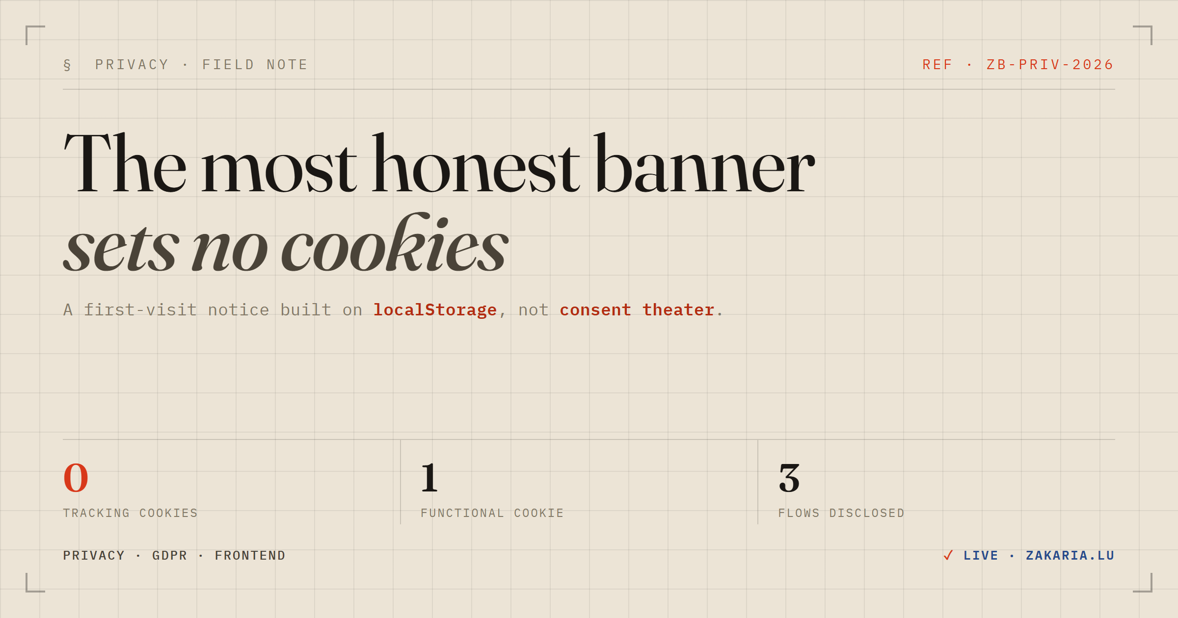 The most honest cookie banner sets no cookies